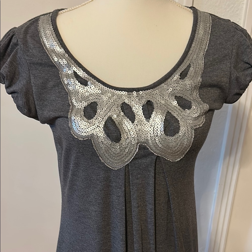 Gray Dress with Silver Accents- for Maternity as well. - Picture 2 of 9